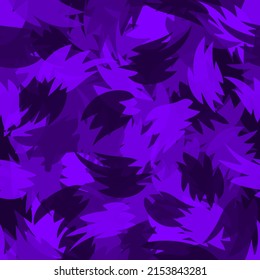 Twilight camouflage seamless pattern background. Classic clothing style masking camo repeat print. Purple and violet halftone colors texture. Vector design element backdrop.