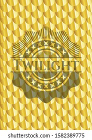 Twilight golden emblem. Scales pattern. Vector Illustration. Detailed.