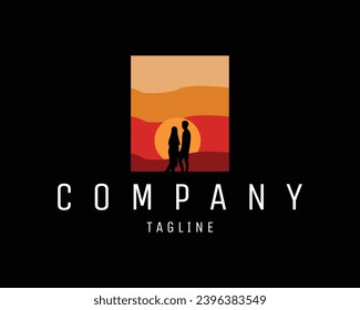 twilight of love. premium simple vector design. isolated black background with amazing twilight view. best for logos, badges, emblems, icons, sticker designs, t-shirt designs. available in eps 10