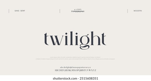 Twilight Moderne Schriftarten mit minimalem abstraktem Alphabet. Typografie-Technologie, elektronisch, Film, digital, Musik, Zukunft, Logo kreative Schriftart.