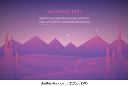 resumen del paisaje de fondo de la bicicleta de montaña de cremallera o nocturna. ilustración vectorial. vector panorámico plano