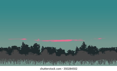 Twilight scenery with pink clouds
