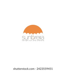 twilight sun and umbrella logo design.