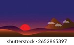 Twilight vector landscape with Stars and Mountains.