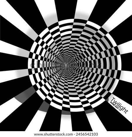 Twilight Zone Day event banner. Black and white spirals hypnotize to celebrate on May 11th 