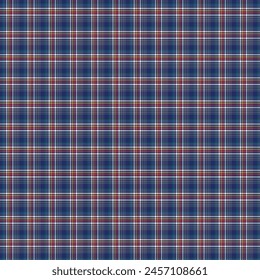 Twill plaid pattern with navy blue, yellow red, white, green and sky color for texture design.