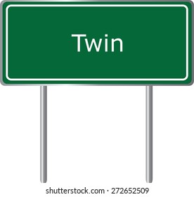 Twin, Alabama, road sign green vector illustration, road table, USA city