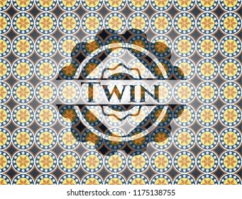Twin arabesque style emblem. arabic decoration.