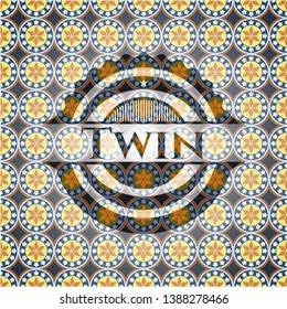 Twin arabic badge background. Arabesque decoration.