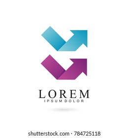 Twin Arrow logo template with smooth color gradient