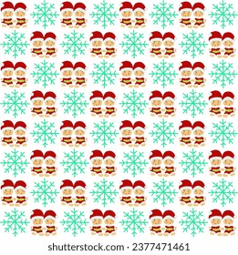 twin babies in Christmas theme and snowflake pattern background