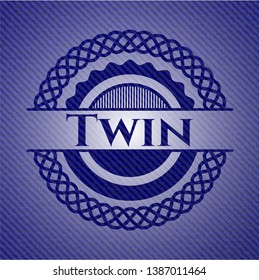 Twin badge with denim texture. Vector Illustration. Detailed.