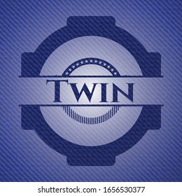 Zwillingsabzeichen mit Denim-Textur. Vektorillustration Illustration. Detaillierte Angaben.