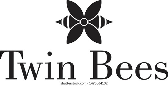 Twin Bees Icon, Logo, Vector