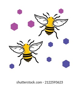 Zwillingsbienen auf weißem Hintergrund