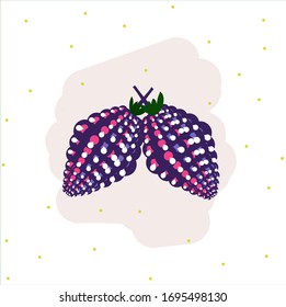 Twin Berry. Purple and Pink Color Strawberry Fruit illustration. Vector