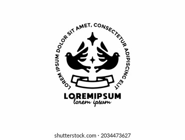 Twin bird line art with lorem ipsum text design