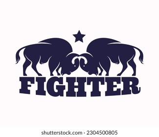 twin bison rampage bison logo design template illustration inspiration