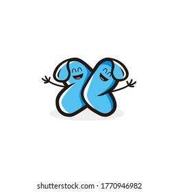 Twin blue water cute character mascot vector