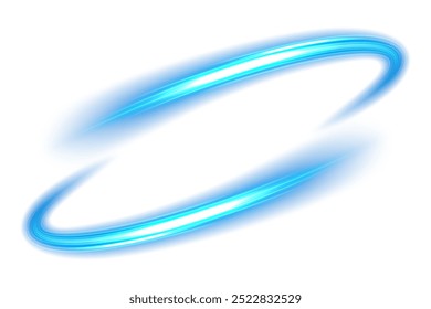 Twin Blue Wavy Line of Light Isolated on White Background, Vector Illustration