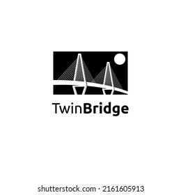 Twin bridge logo design template