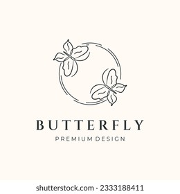 twin butterfly line art logo vector minimalist illustration design, butterfly bug animal symbol design 