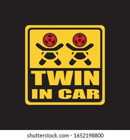 twin in car sticker vector  logo