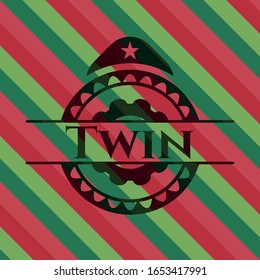 Twin christmas emblem. Vector Illustration. Detailed.