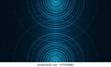 Twin Circle Blue Digital Sound Wave,technology and earthquake wave concept,design for music industry,Vector,Illustration.