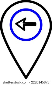 Zwillingsfarben verschieben Sie den linken Pfeil Location Symbol auf weißem Hintergrund, um in Web-Anwendung-Schnittstelle zu verwenden.eps
