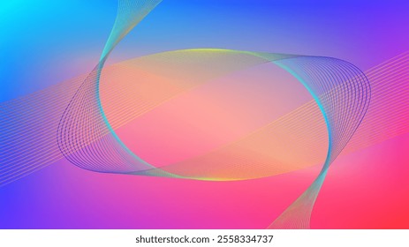 Twin colorful blended lines with blue cyan and red pink gradient mesh abstract background nice for wallpaper or banner