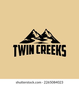 concepto de doble creek tema para diseños de logotipo