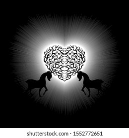 Twin Deer shadow with heart antler.