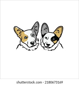Twin dog character logo design for your brand, t-shirt and identity