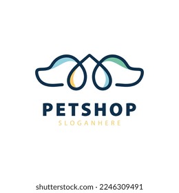 Twin Dogs and Heart for Petshop Logo Design
