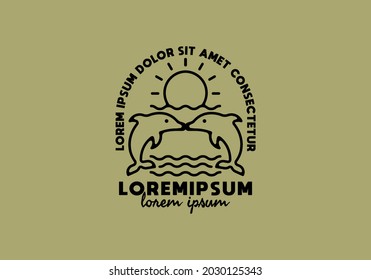 Twin dolphins line art with lorem ipsum text design
