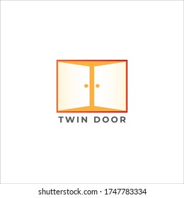Design-Vorlage für Twin Door-Logos. Logo-Konzept der Türsilhouette. Einzeln auf weißem Hintergrund. 