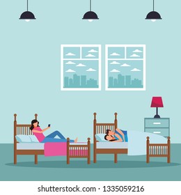 twin dormitory and couple coodle bed