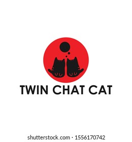 Twin or Double Cat and Bubble Chat for Web Business Logo Design