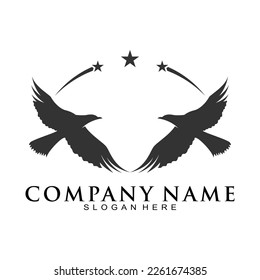 Twin dove with three star vector logo