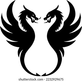 Twin dragon vector. dragon icon. simple dragon logo.