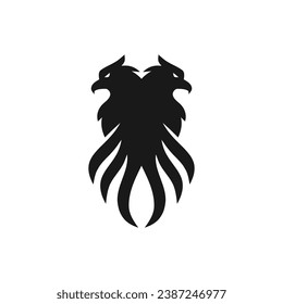 twin eagle falcon logo icon vector design graphic