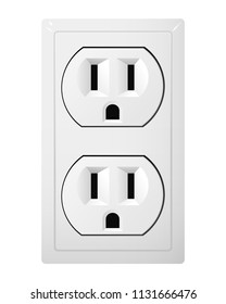 Twin electrical socket Type B. Power plug vector illustration. Realistic receptacle from Mexico.