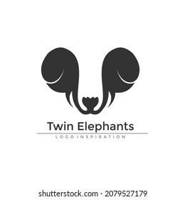 twin elephants logo with lotus