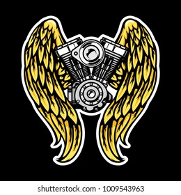 Twin Engine With Gold Wings