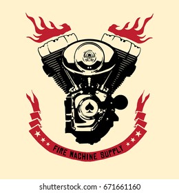 Twin Engine Machine Badge Emblem Logo