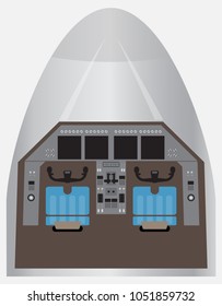 Twin Engine Passenger Airplane Cockpit Vector and Illustration