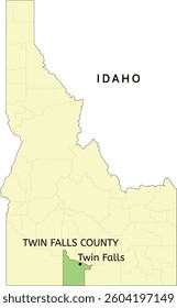 Twin Falls County and city of Twin Falls location on Idaho state map