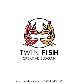 Twin Fish Unique Creative Modern Seafood Logo