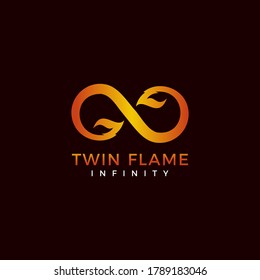 Twin Flame With Infinity Shape Logo Design. Can Be Used For Business And Branding Logo.